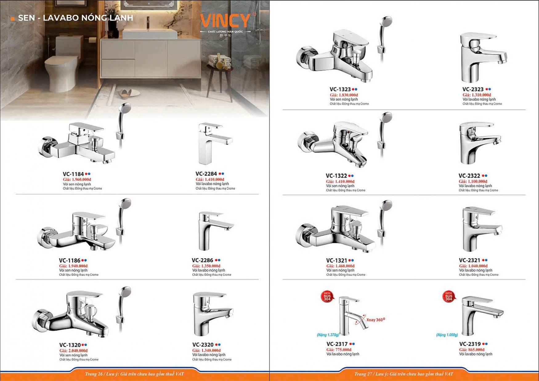Thiết bị vệ sinh VINCY Catalogue và Bảng giá mới nhất 2025 /Page 14